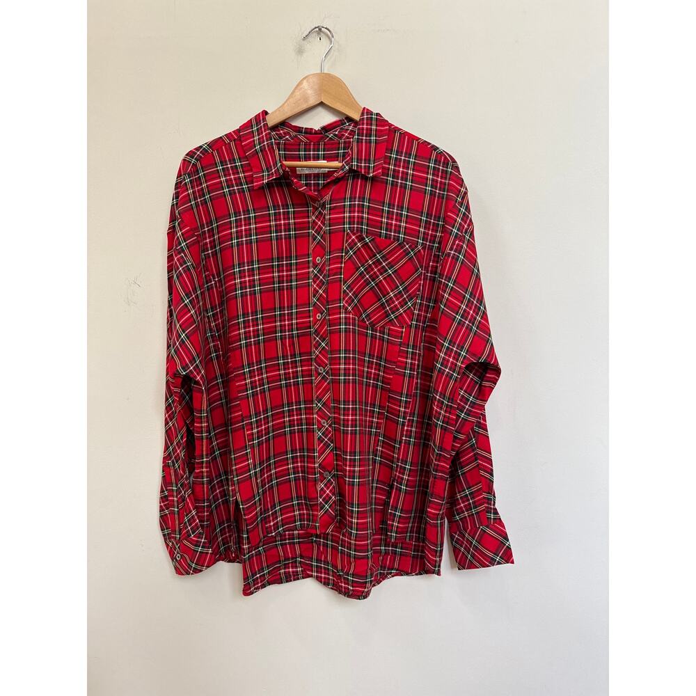 Vineyard Vines Women's Red Tartan Plaid Woven Weekend Button Down Sz 12 Preppy